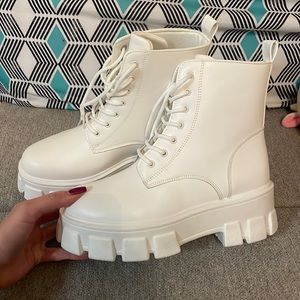 platform white combat boots